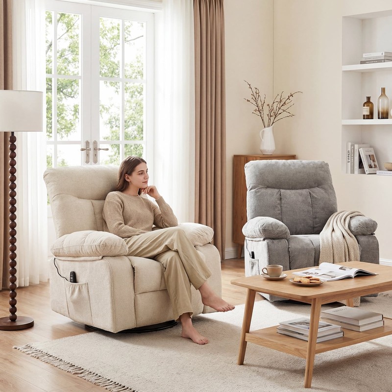 Swivel Rocker Recliner Chair Recliner with Vibration Massage & Lumbar Heating gallery