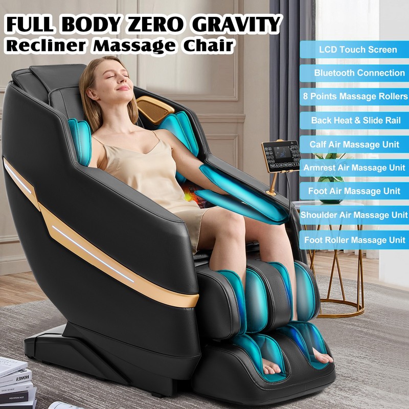 Zero Gravity Full Body Recliner Massage Chair 8 Points, Shiatsu,Foot Roller,Heat gallery