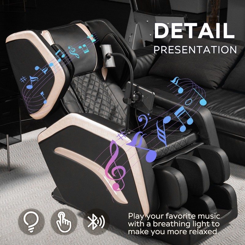 2026 Smart Massage Chair L Track Zero Gravity Full Body Heat Pain Relief Black