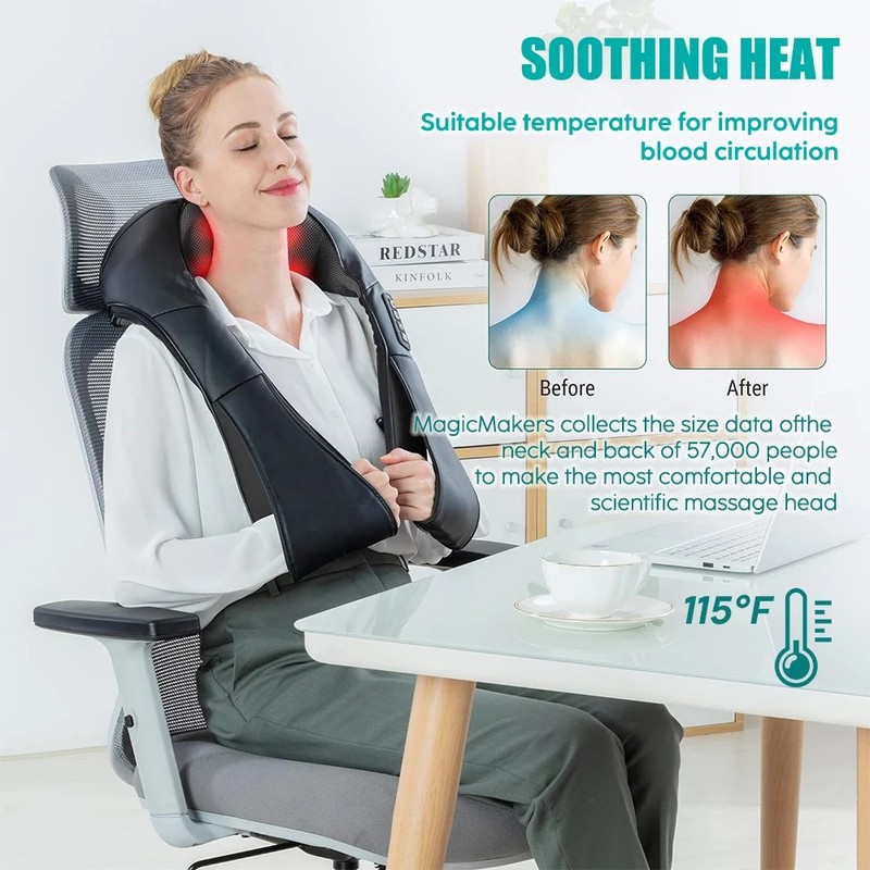 Shiatsu Neck and Shoulder Massager with Heat Deep Tissue Back Pain Relief gallery