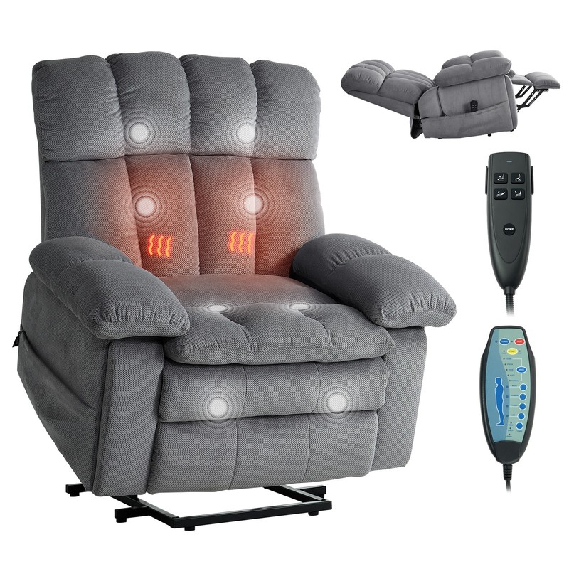 Uimoso Power Lift Recliner Chair with Heat & Massage Dual Motor Overstuffed Wide