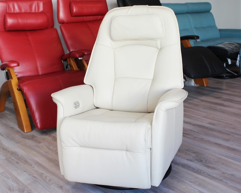 Small Fjords Stockholm Swing Relaxer Power Electric Recliner Chair Latte Leather gallery