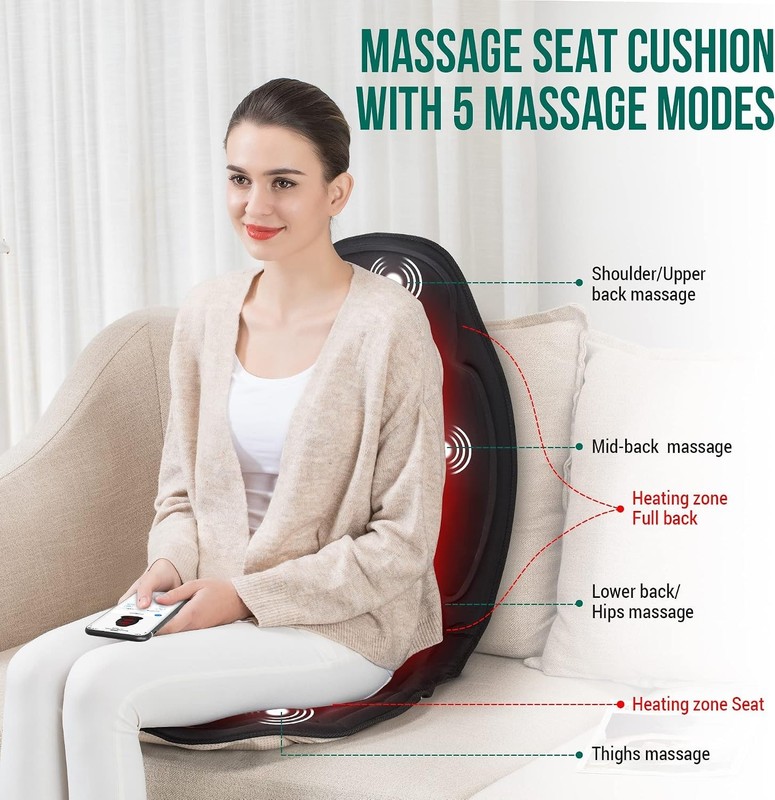 Vibration Seat Massager Pad with Heat - Ideal for Stress Relief & Relaxation gallery