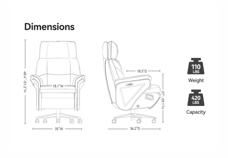 Okup Leather Electric Massage Recliner w/ Side Control Panel office chair gallery