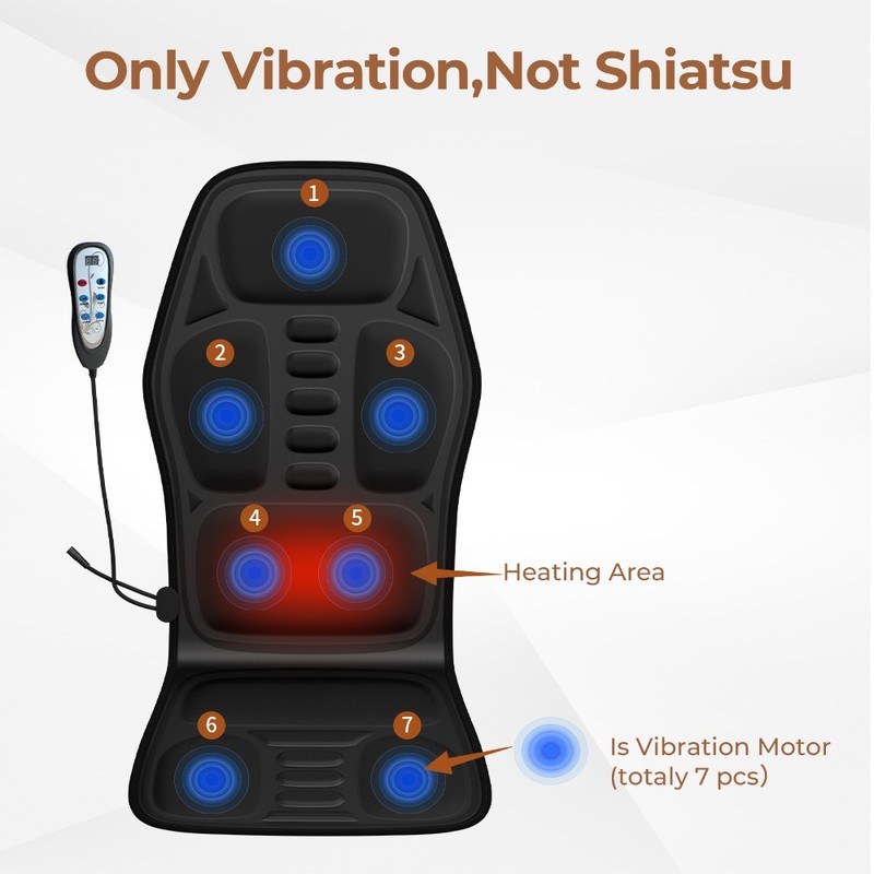 Massage Chair Pad w/ Heat 7 Vibration Motors Seat Cushion Home Office Massage gallery