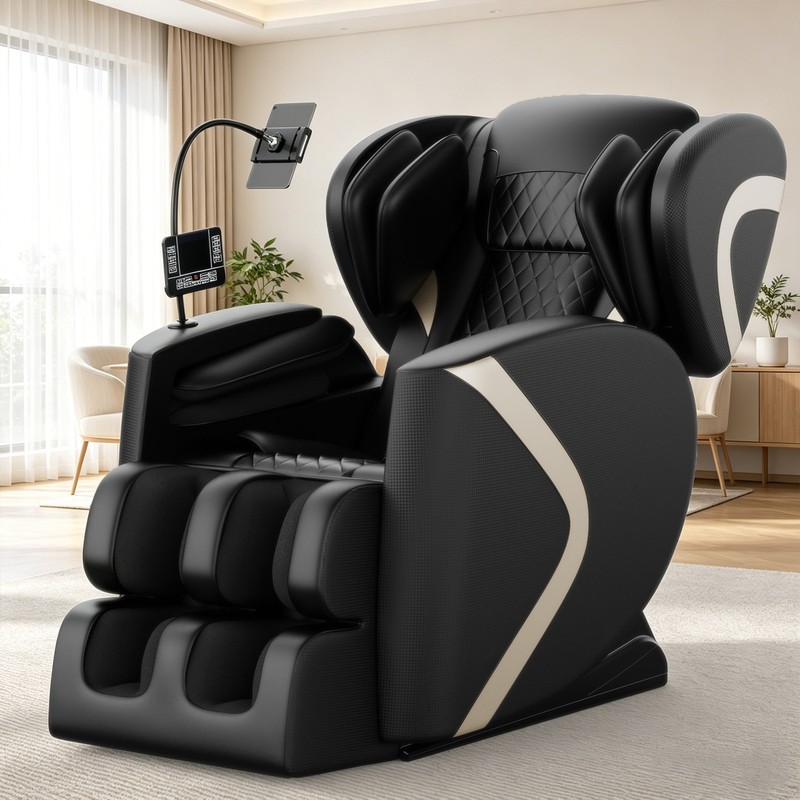 Full Body Massage Chair Black Zero Gravity Shiatsu Massage recliner w/5 Modes