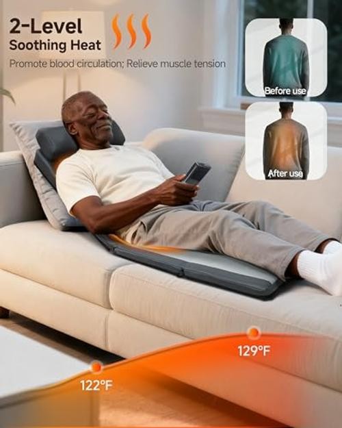 Shiatsu Back Massage Mat with Heat, Vibration Full Body Massage Mat for Sofa, gallery