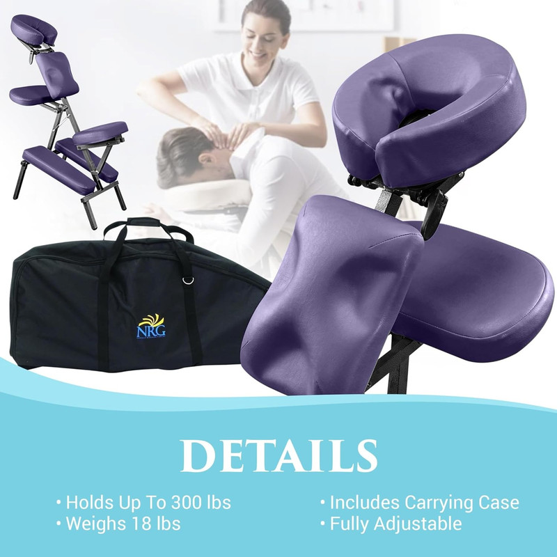 Grasshopper Portable Massage Chair - Adjustable, Lightweight, Purple with Carry gallery