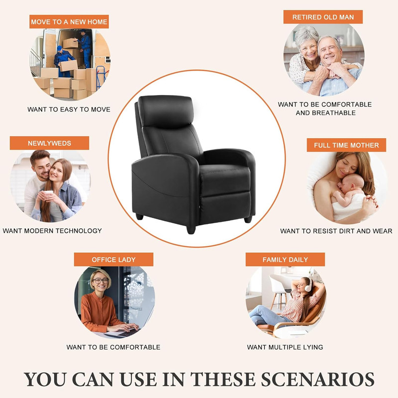 Massage Recliner Chair for Adults, Adjustable Home Theater Seating with Lumbar S gallery