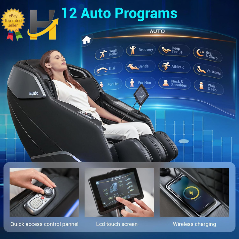 Zero Gravity Full Body Massage Chair Shiatsu 3D SL-Track Heated Recliner Black gallery