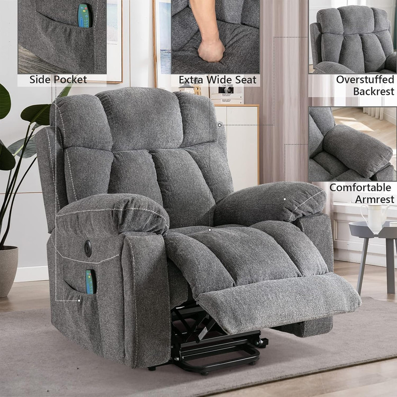 CANMOV Large Power Lift Recliner Chairs with Massage and Heat for Elderly Big Pe gallery