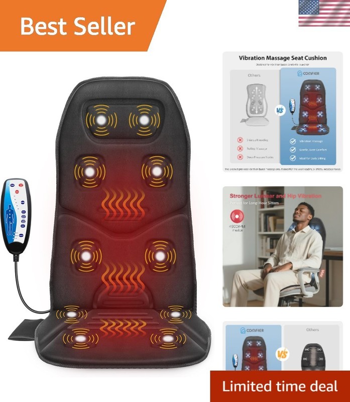 Heated Massage Chair Pad with 10 Vibrating Motors – Perfect for Home or Office