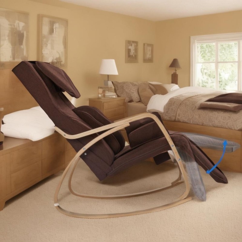 Massage Air Pressure Rocking Lounge Chair with Cotton Fabric Cushion Brown gallery