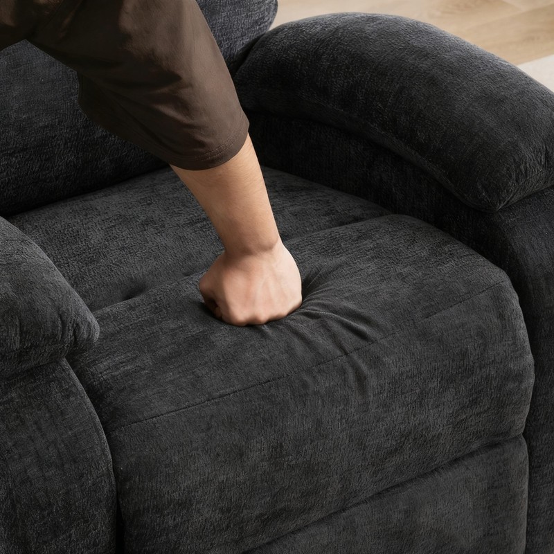 Hot Massage Swivel Rocker Recliner Chair, 8-Node Vibration, Lumbar Heat, Black gallery