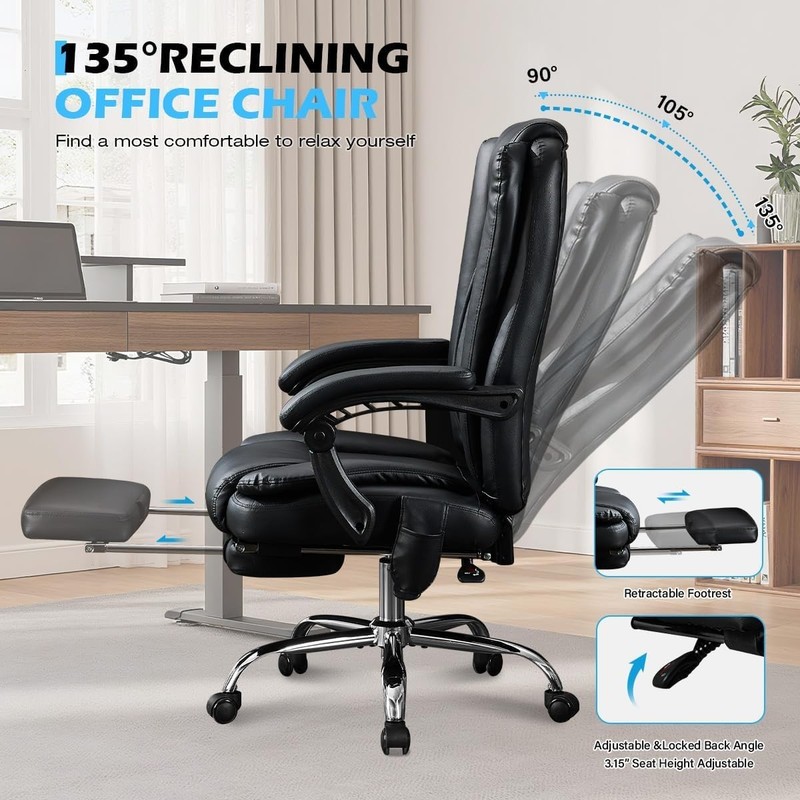 Massage Office Chair with Foot Rest,6 Points Vibration and Heat Ergonomic gallery