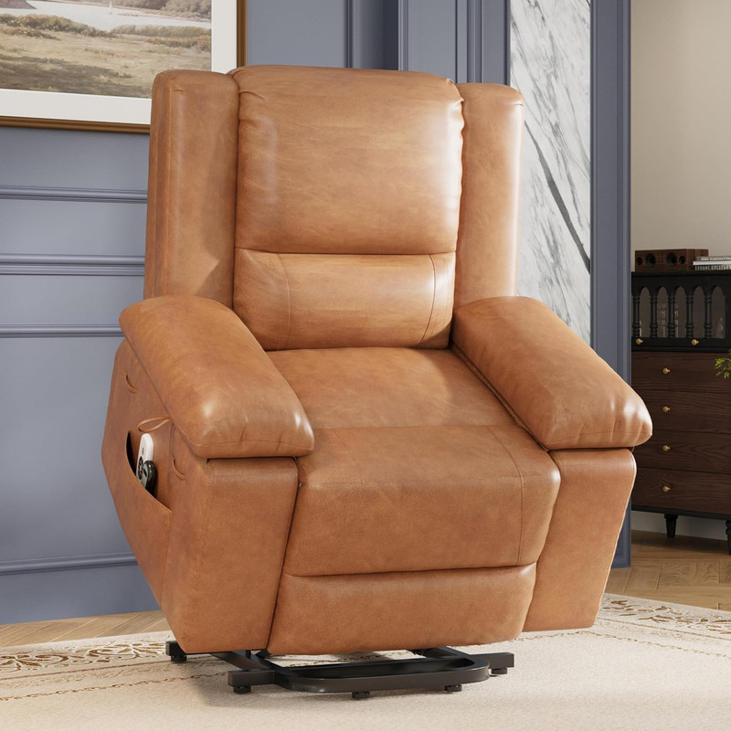 Heated Massage Power Lift Recliner Chair for Seniors - PU Leather, Adjustable