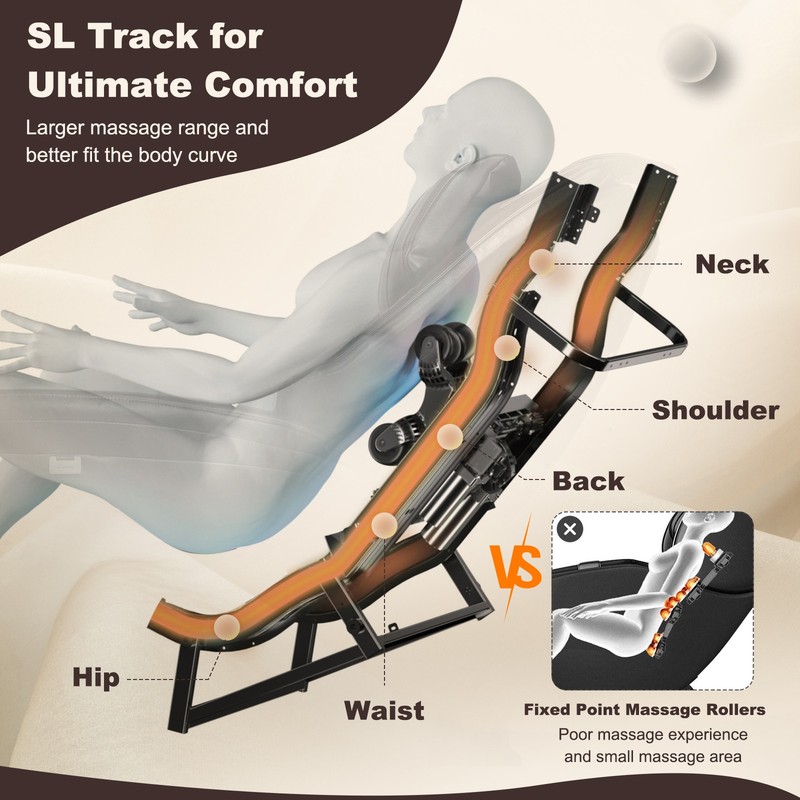 Full Body SL Track Zero Gravity Massage Chair w/ Pillow Reversible Footrest Heat gallery
