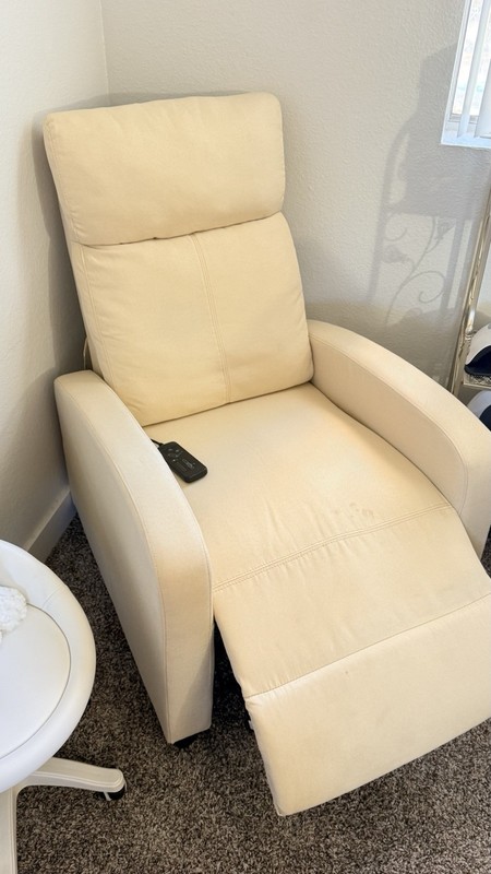 Beige Faux Leather Electric Massage Recliner Chair w/ Wired Remote, Solid gallery
