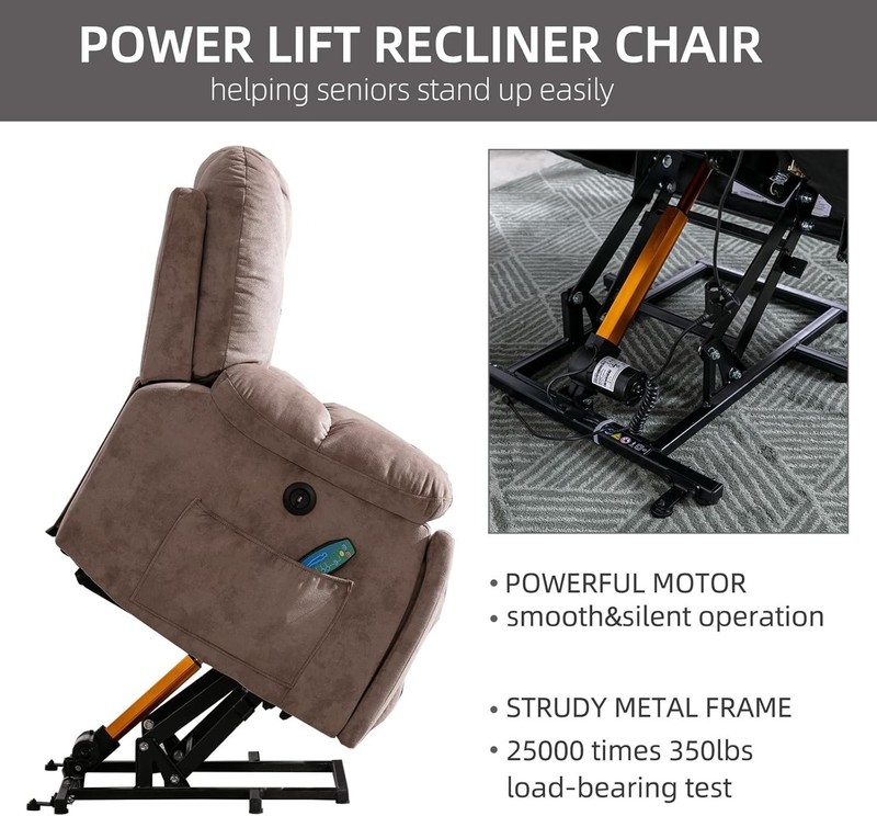 CANMOV Power Lift Recliner Chair w/Massage & Heat - 350lb Capacity Brown gallery