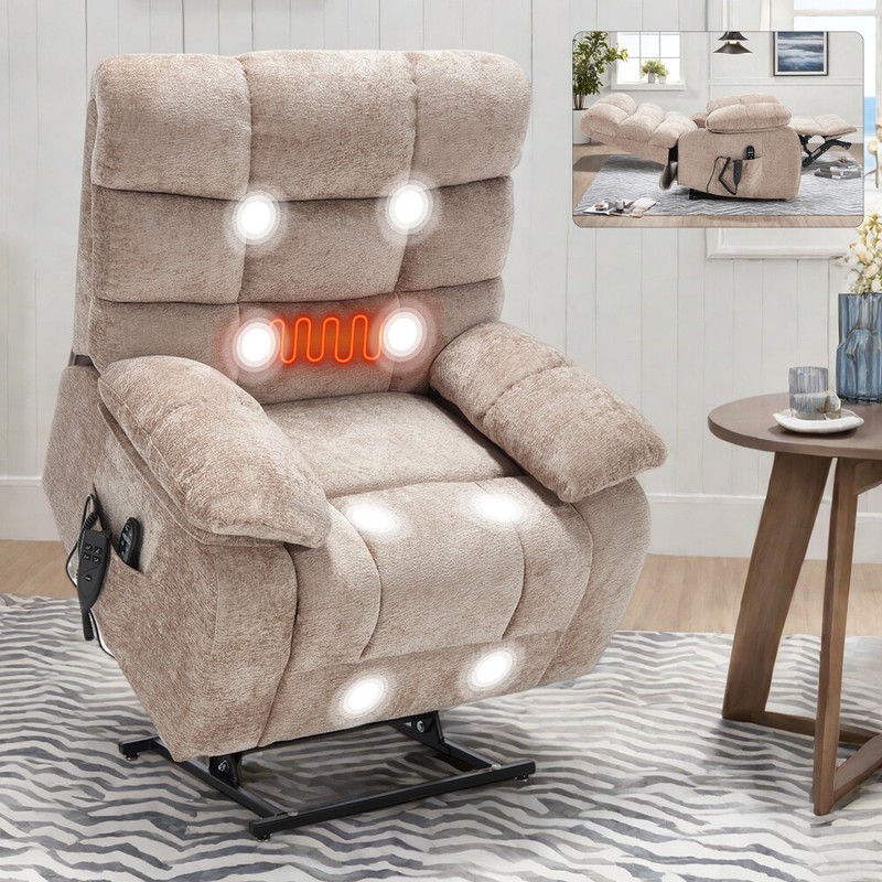 Lift Recliner Chair Heat Massage Chair Dual Motor Infinite Position Up to 350LB gallery