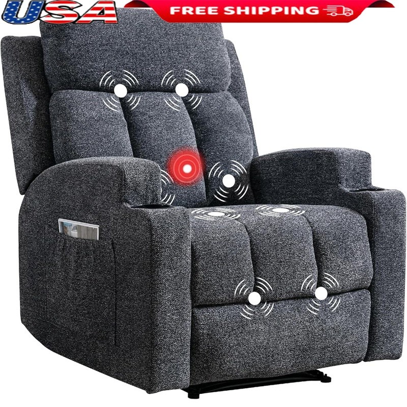 Recliner Chair Massage Heat Vibration Adjustable Lumbar Support Home Use
