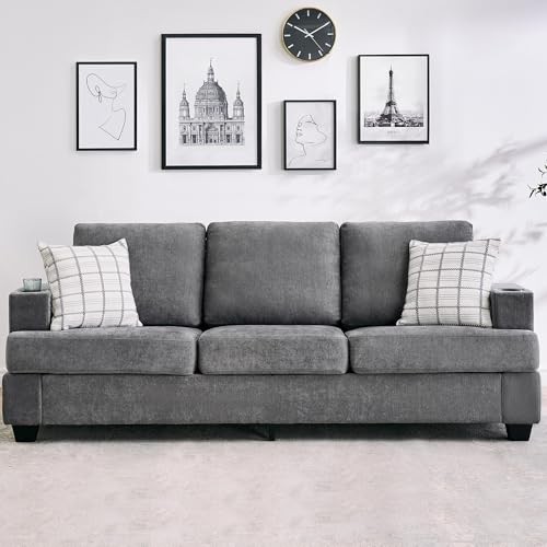 Modern 89 in 3-Seater Sofa for Living Room, Comfy Couches with Deep Seat, Grey gallery