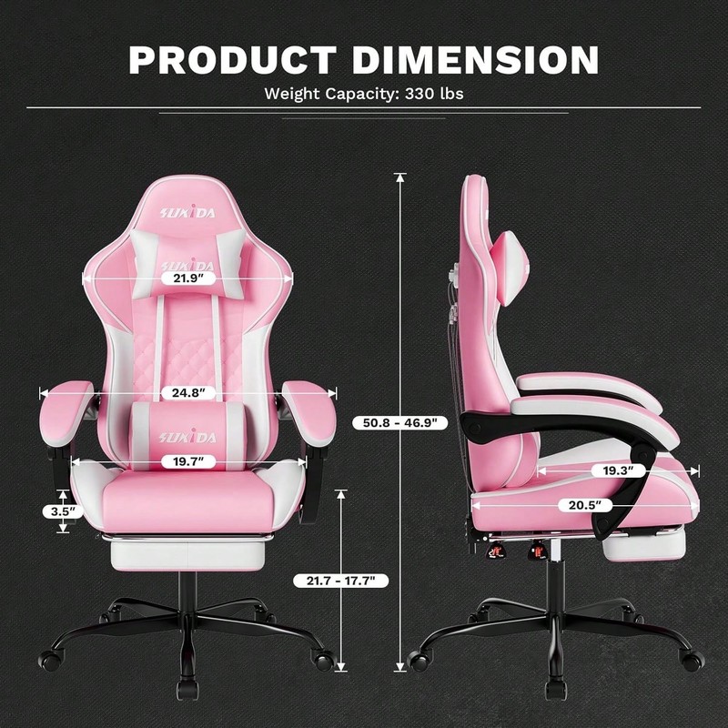 Ergonomic Massage Gaming Chair with Headrest gallery