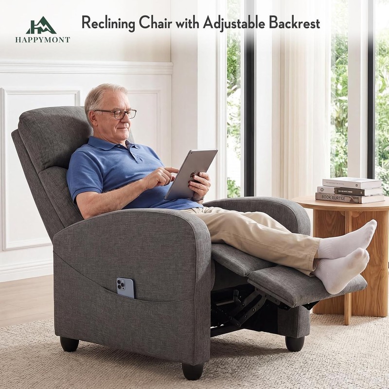 Contemporary Greige Recliner Sofa with Full-Body Massage & Adjustable Footrest gallery