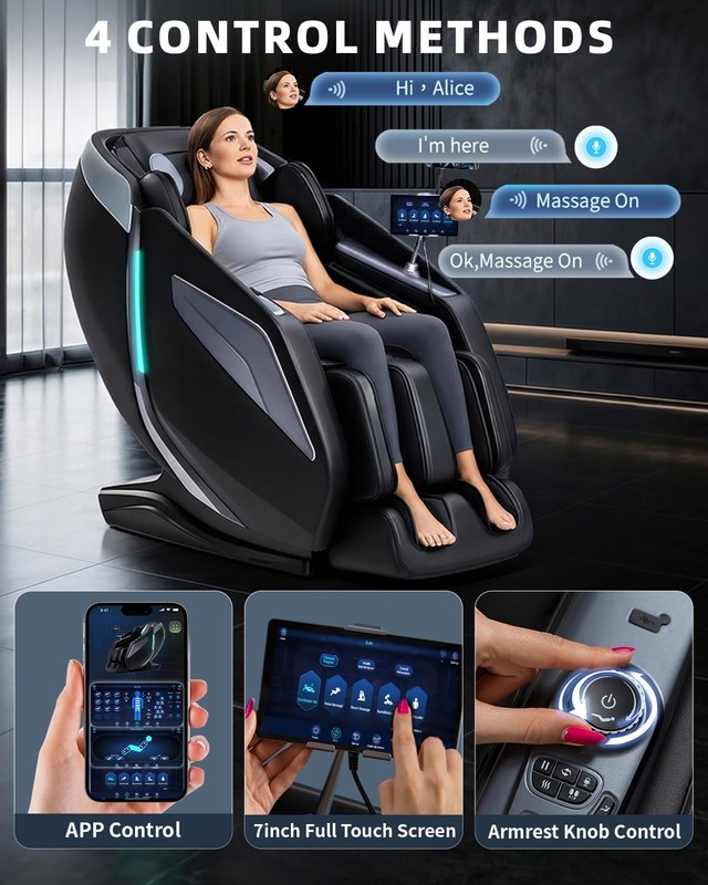 RelaxRelife 4D Massage Chair Full Body Zero Gravity 53" Extral Large, Black gallery