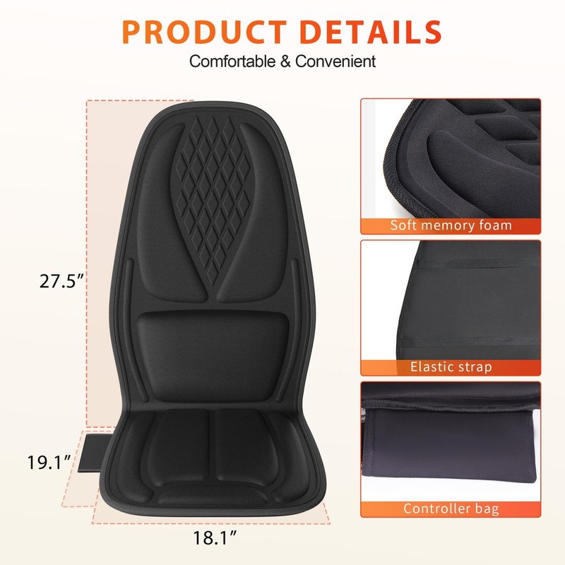comrelax Back Massager for Chair,Massage Chair Pad Helps Relax Pure Black gallery