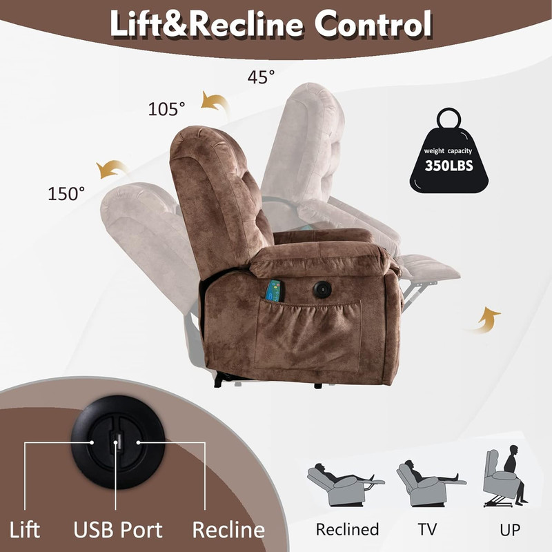 CANMOV Large Power Lift Recliner Chairs with Massage and Heat for Elderly, Heavy gallery
