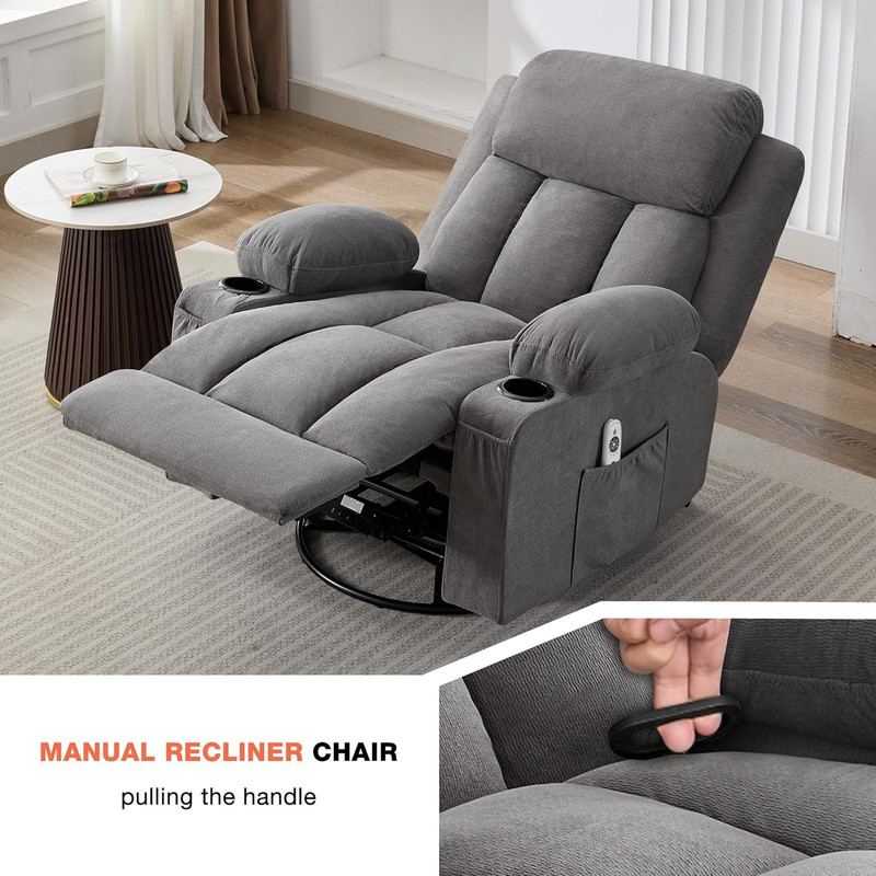 BOSMILLER Swivel Rocker Recliner Chair with Vibration Massage and Lumbar Heating gallery
