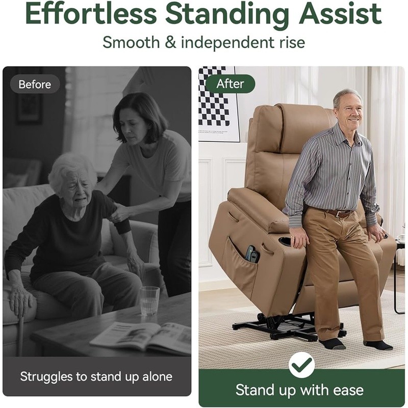 Power Lift Recliner Chair Heated Massage W/ Remote Seniors 8-Point Vibration New gallery