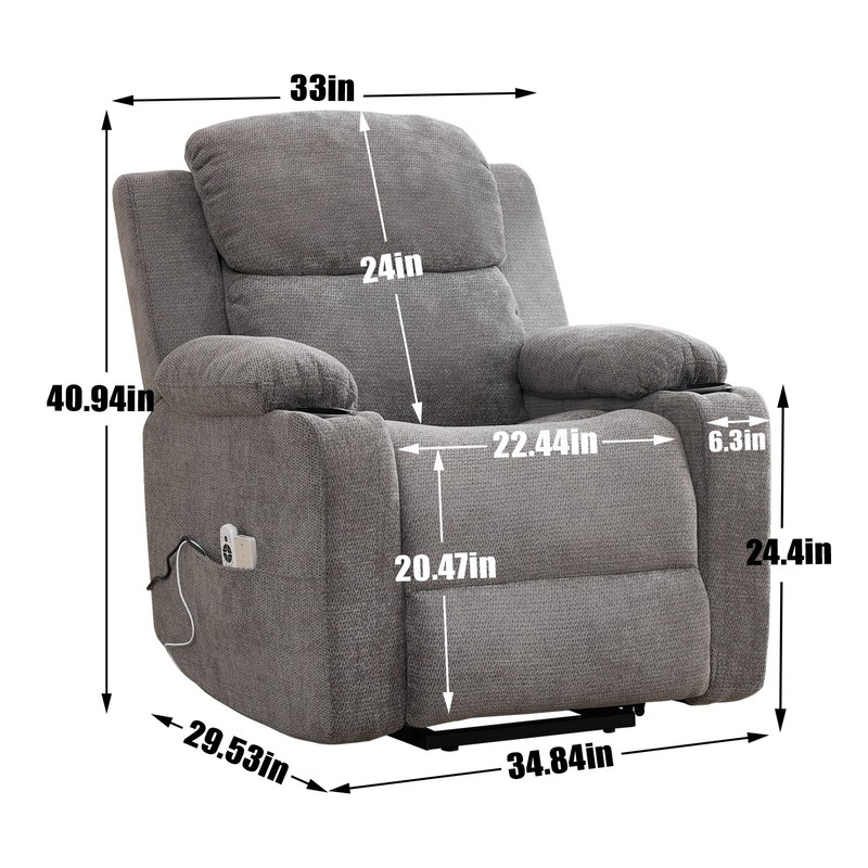 Infinite Position Single Motor Up to 350 LBS Power Lift Recliner Chair for Elder gallery
