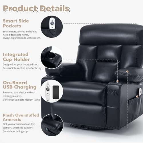 Rocker Recliner Chair with Heat and Massage, Wide Seat Heated Massaging gallery