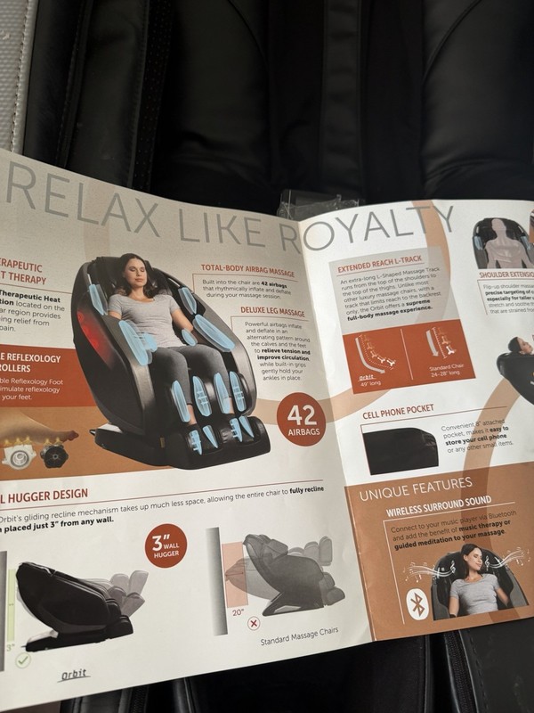 Daiwa Orbit Massage Chair Black L-Track Zero Gravity Heated Faux Leather ORBT-1 gallery