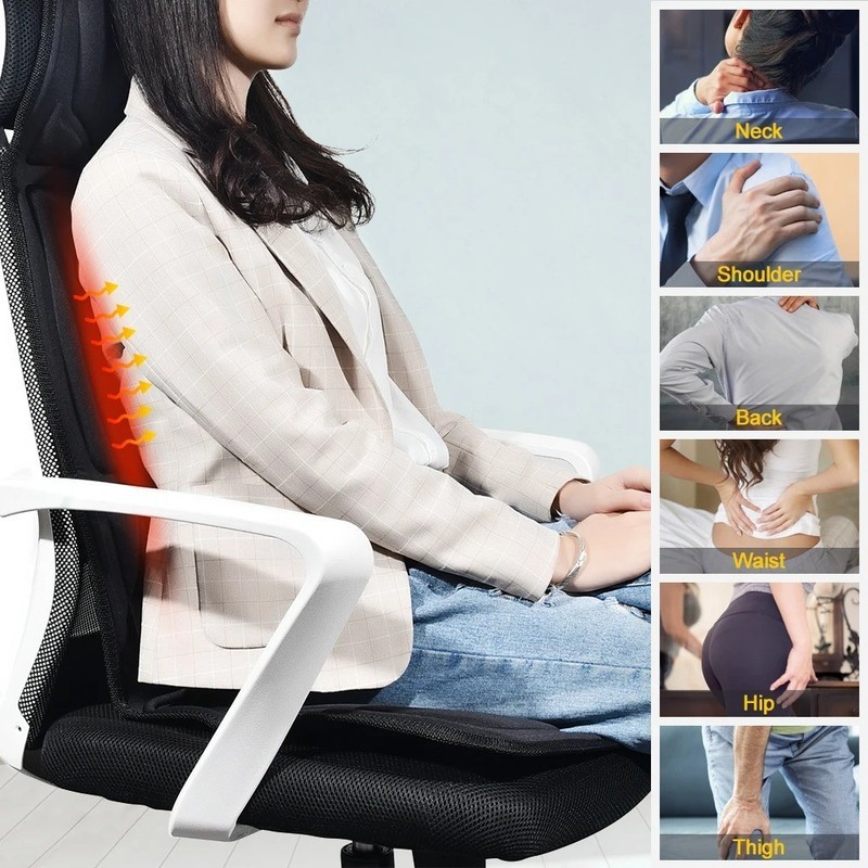 Massage Seat Cushion Heated Back Neck Chair Pad 8 Mode Car Home Office AU gallery