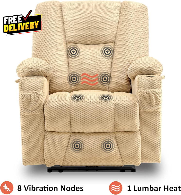 Zero Gravity Power Recliner Chair w Heat Vibration Massage USB Type-C Cup Holder gallery