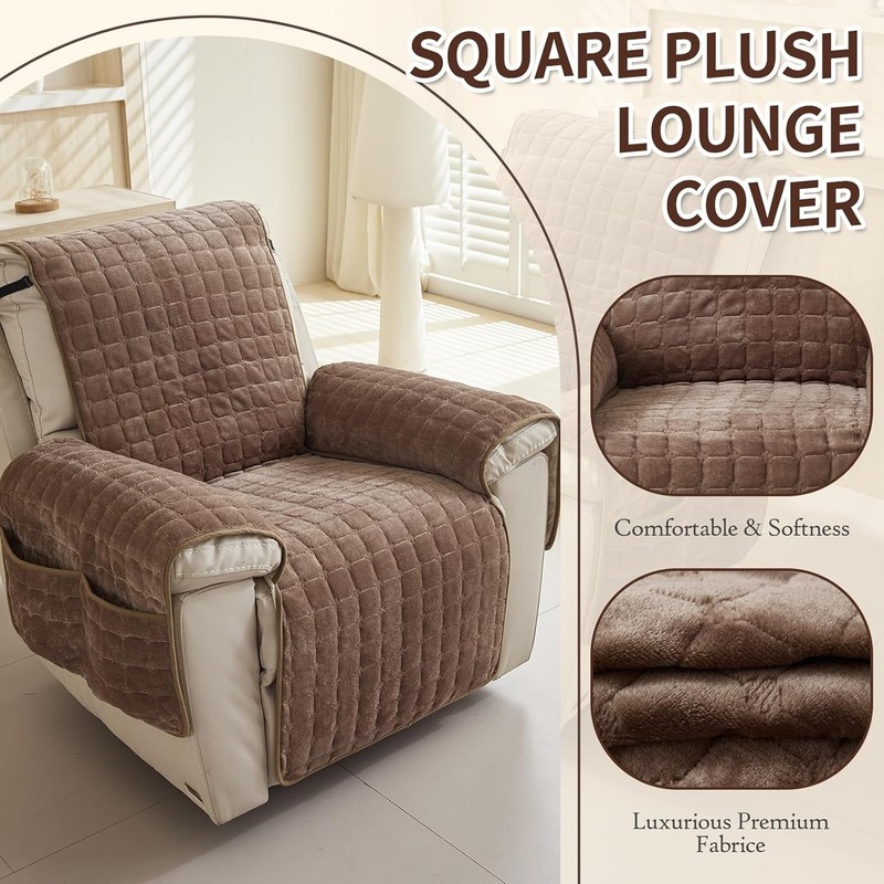 Plush Recliner Slipcover 23 Inches Washable Chair Covers Artificial 23" Coffee gallery