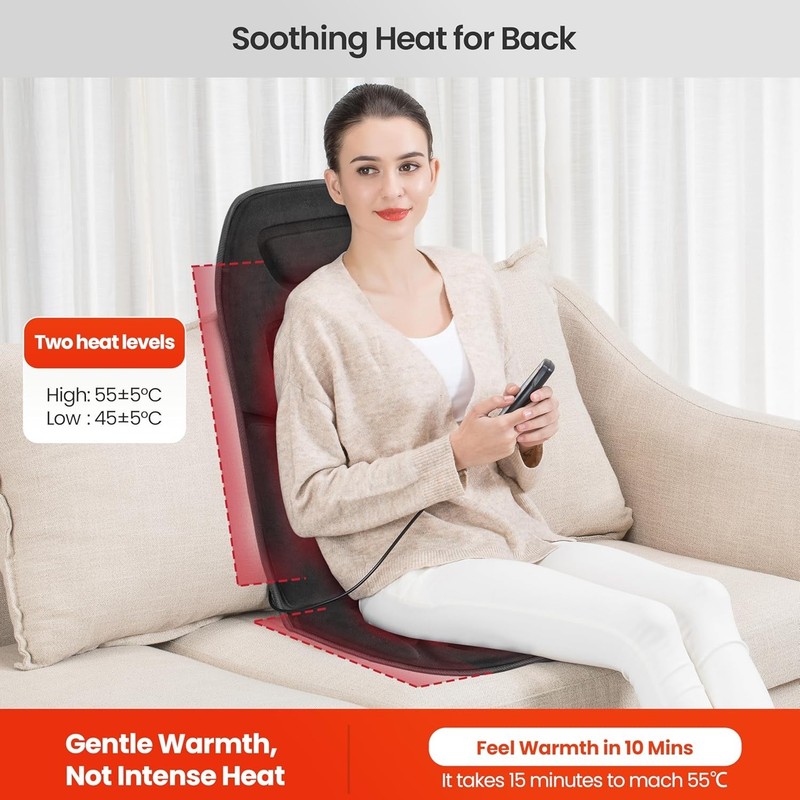 Customizable Heated Massage Chair Pad - Relieve Pain & Stress at Home or Office gallery