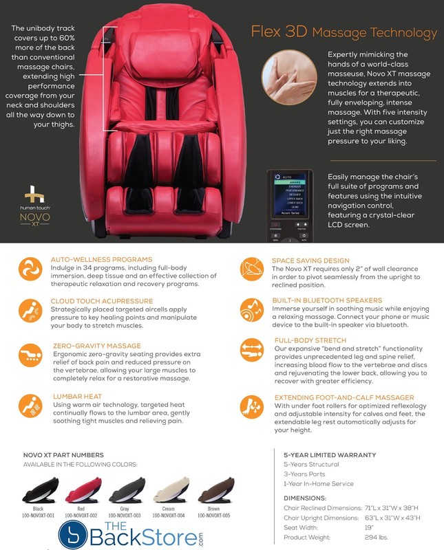 Espresso Human Touch Novo XT Premium Zero Gravity 3D Massage Chair Recliner Heat gallery