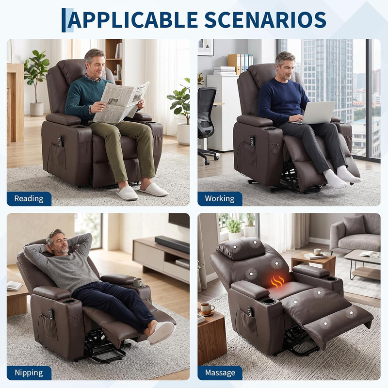 Power Lift Recliner Chair with Massage, Heat, Storage & Cup Holders gallery