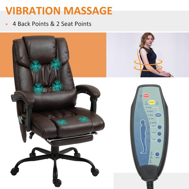 Massage Office Chair with 6 Vibrating Points, High Back Reclining Office gallery