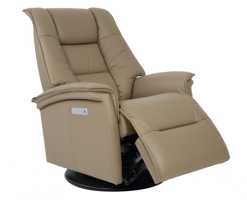 Small Fjords Paris Swing Relaxer 3 Motor Power Recliner Chair Nougat Leather