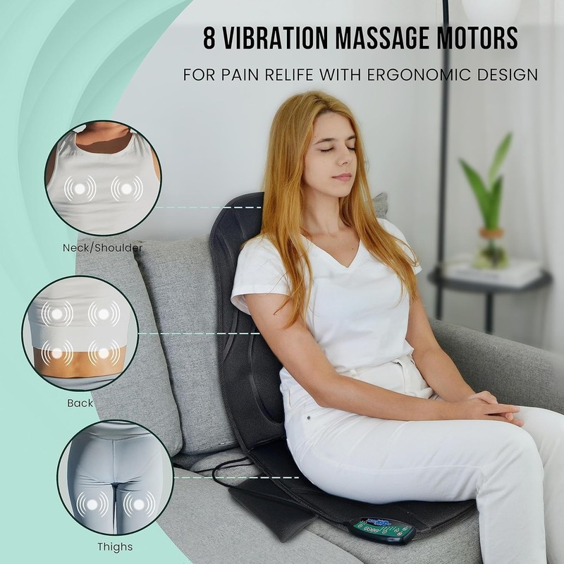 Portable Heated Back Massager - 8 Vibration Motors & Custom Modes for Comfort gallery