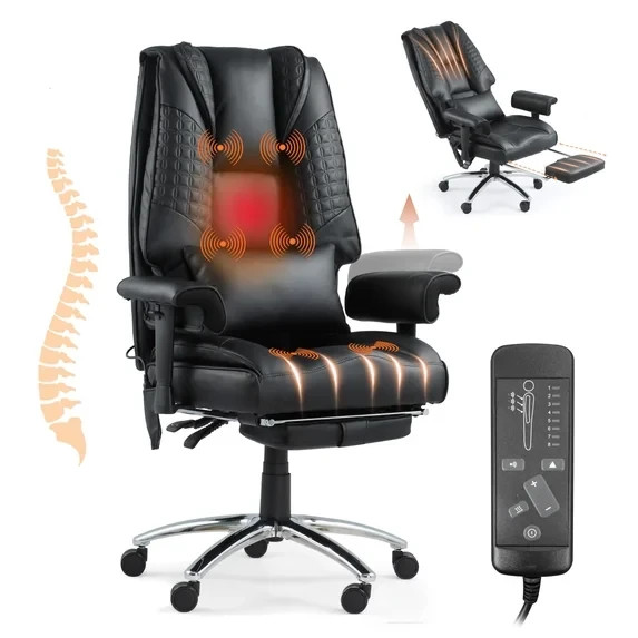Vibrate Massage & Heating Office Chair with Foot Rest, Executive Office Chair