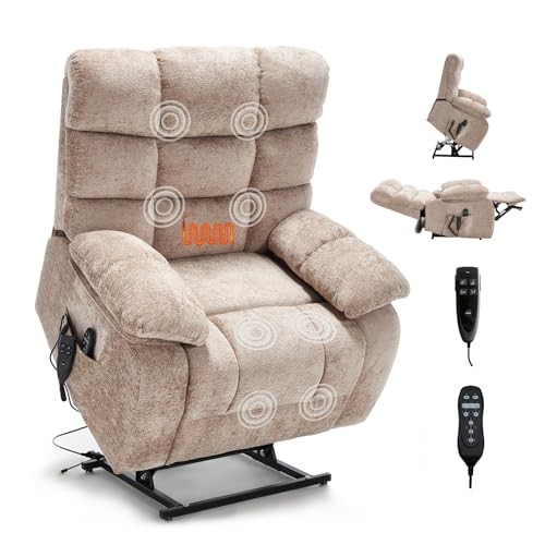 Oversized Power Lift Recliner Chair for Elderly, Dual Motor Lay Flat Beige gallery