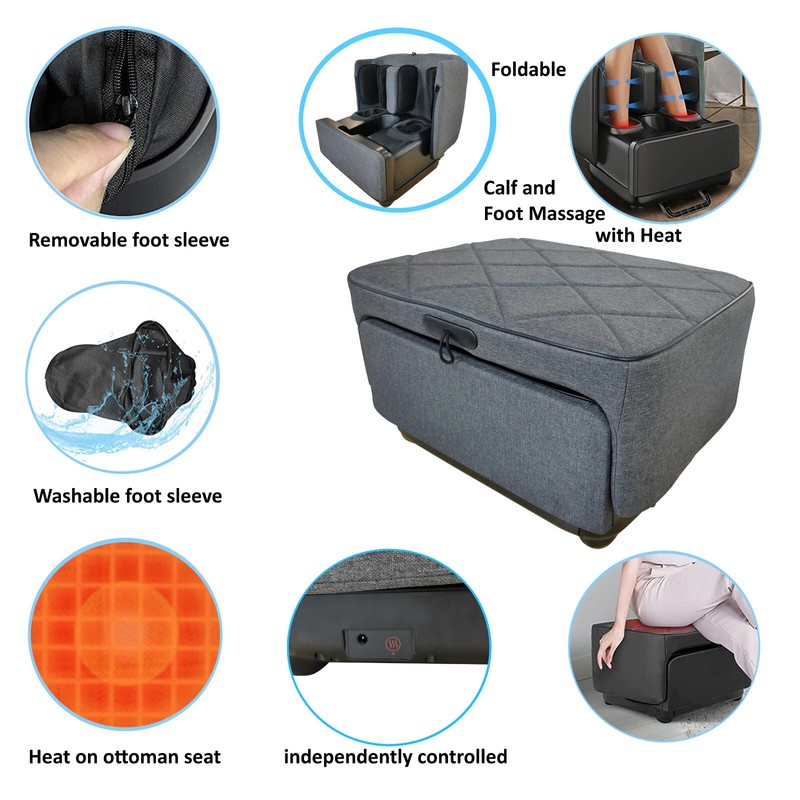 Carepeutic Foldable Ottoman Shiatsu Foot and Leg Massage Machine KH349 gallery