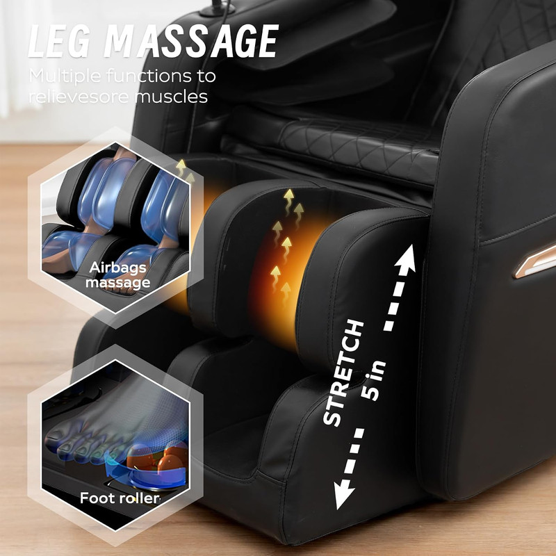 Zero Gravity Massage Chair with Heat, Air Pressure, Bluetooth & Adjustable Recli gallery