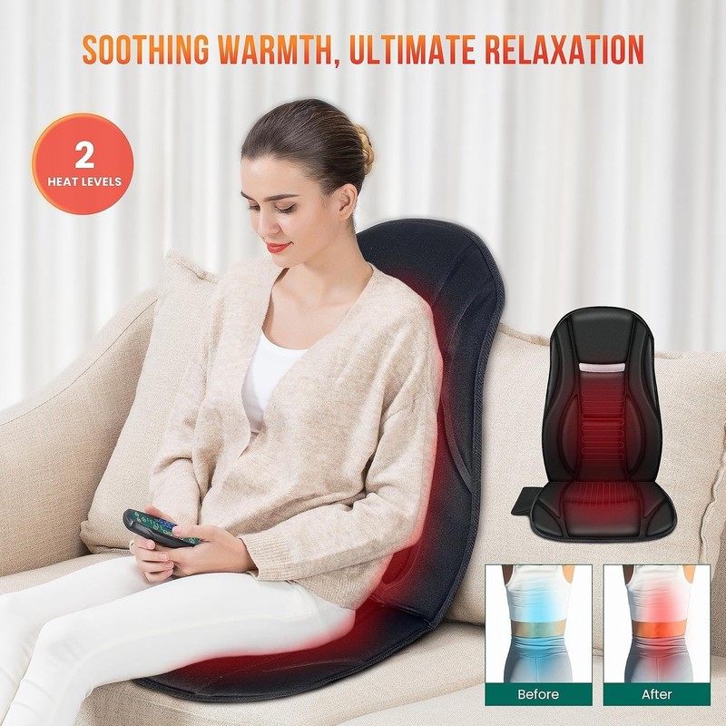 Portable Heated Back Massager - 8 Vibration Motors & Custom Modes for Comfort gallery
